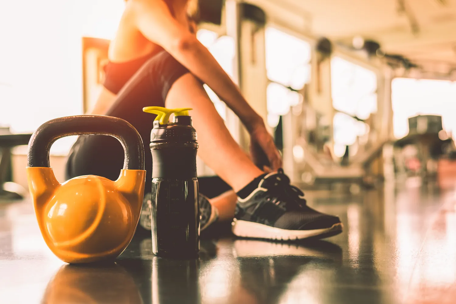Athlete woman resting after exercising