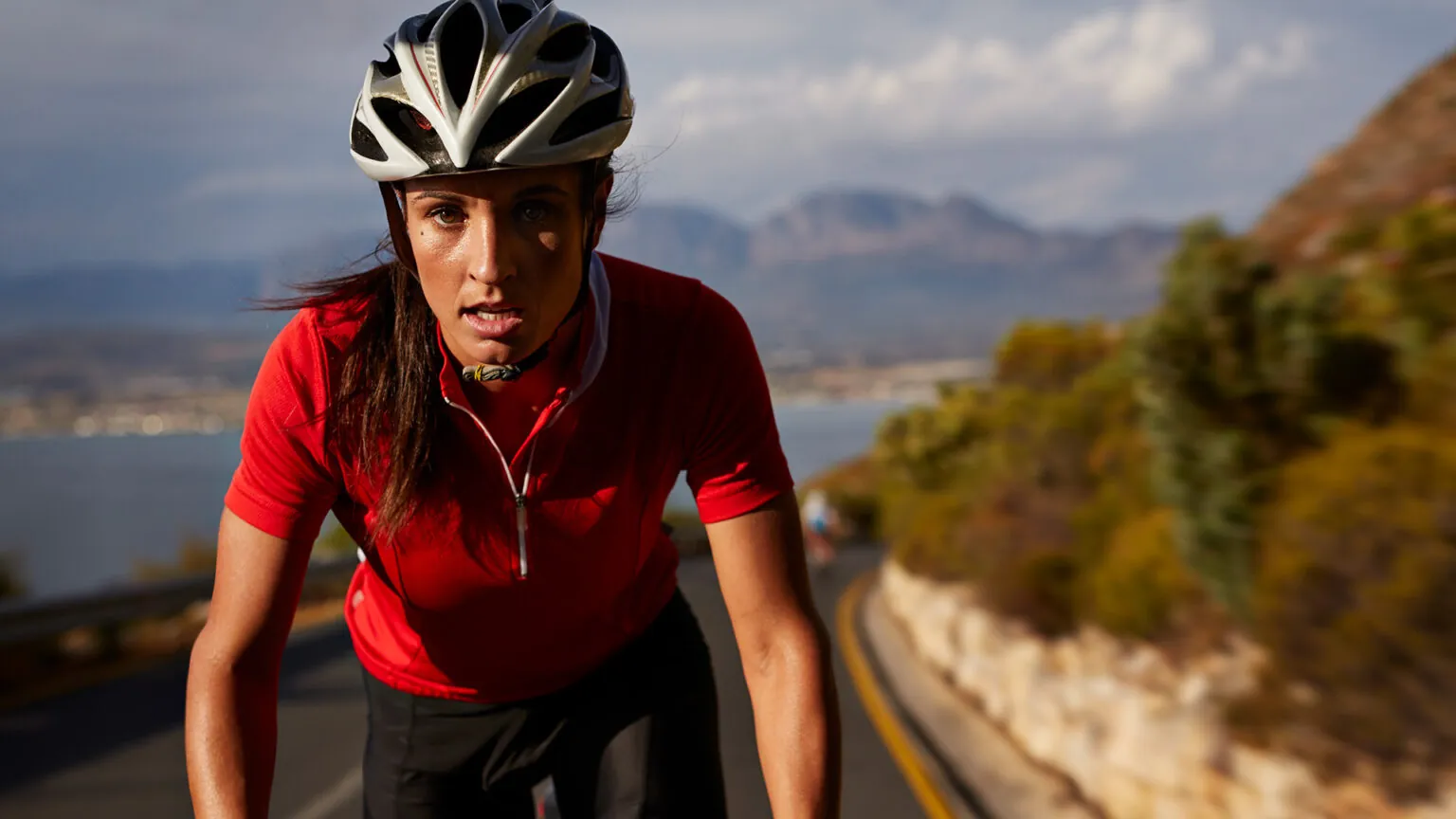 Athlete woman doing cycling training