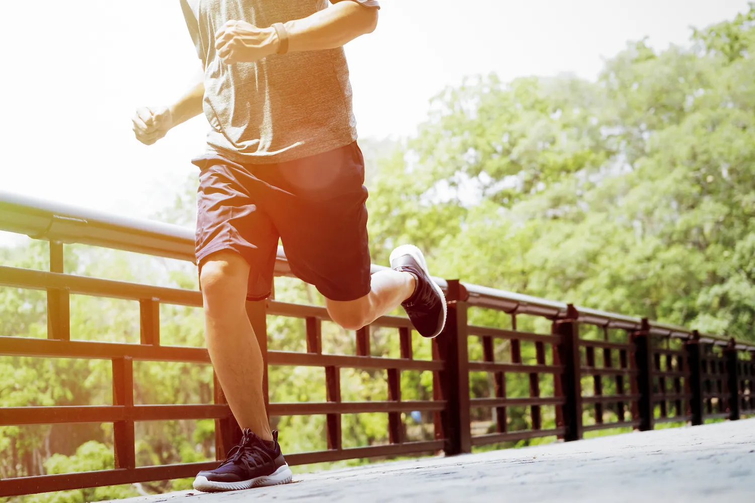 Man jogging alone, exercising